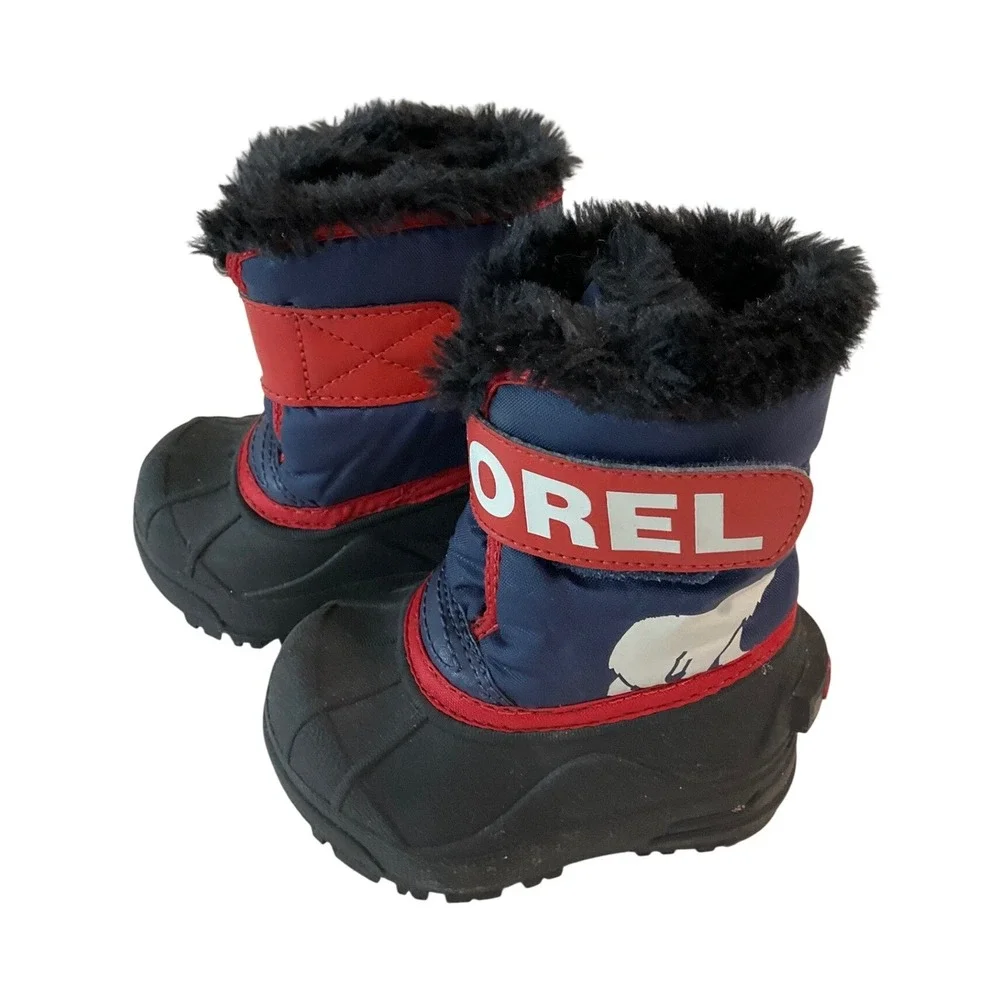 Sorel Commander Insulated‎ Waterproof Kids Snow Strap Boots Hook & Loop Size 4